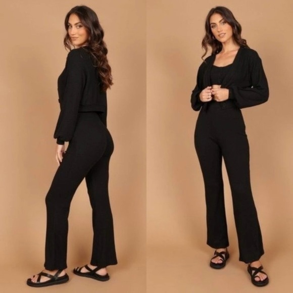 Petal & Pup CAMILLA KNITTED THREE PIECE PANT SET - BLACK NWT Size Medium - Picture 2 of 12